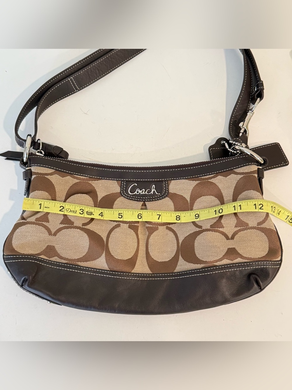 Vintage Coach Park Canvas Leather Brown Tan Hobo Soho Shoulder Purse Y2K F19731 - Picture 12 of 15